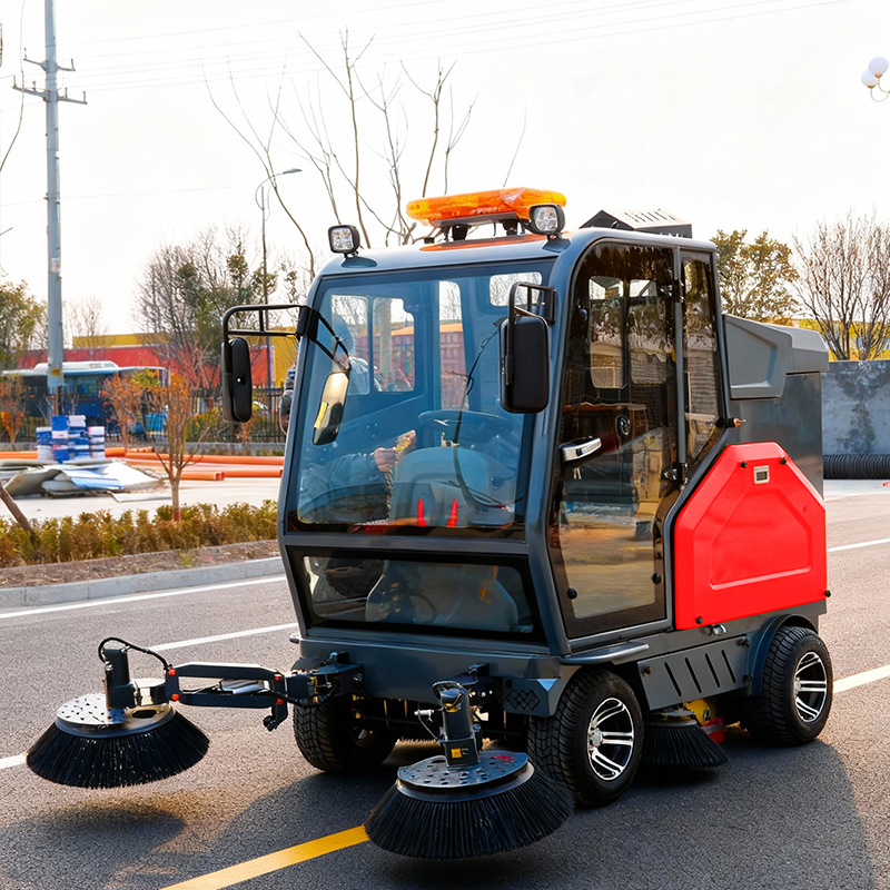 Heavy Duty Road Sweeper Truck Vacuum Street Sweeping Vehicle with Fully Enclosed Cabin for Cleaning Floor Sweeper