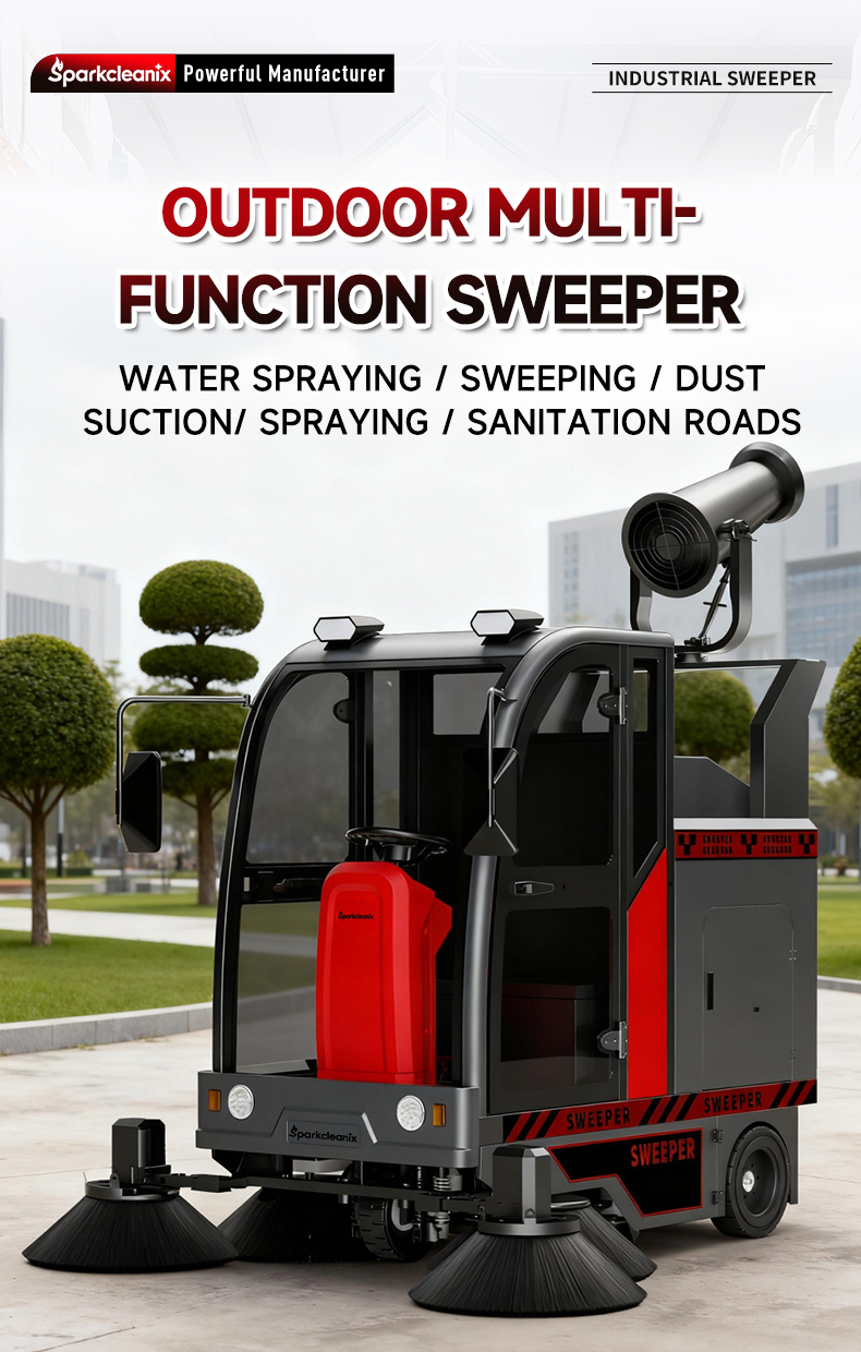 electric outdoor full-closed ride on cleaning truck