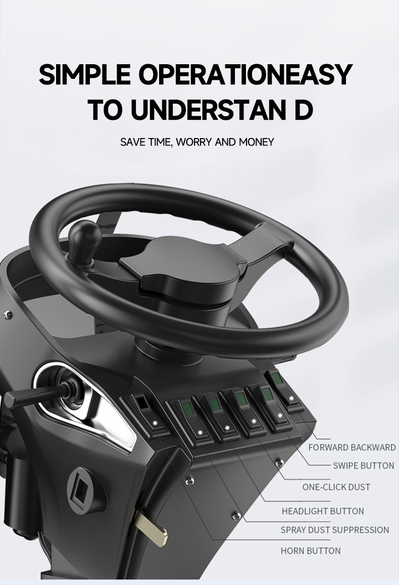 Semi-enclosed ride on battery powered floor sweeper 