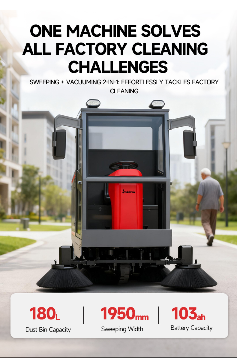 Full Enclosed Ride on Floor Sweeper Truck 