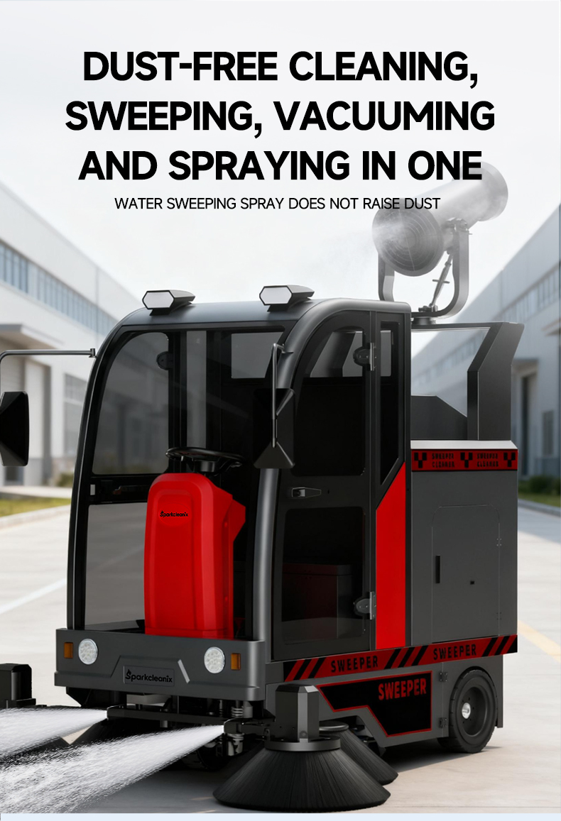 electric outdoor full-closed ride on cleaning truck