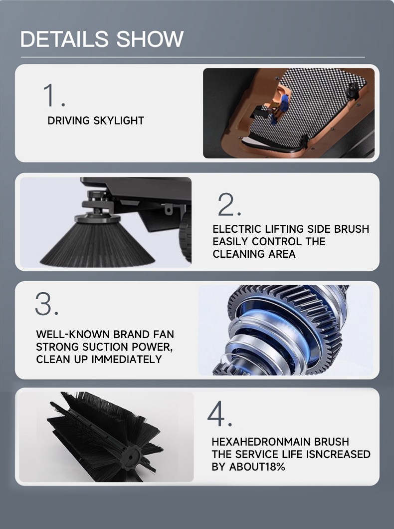 electric outdoor full-closed ride on cleaning truck