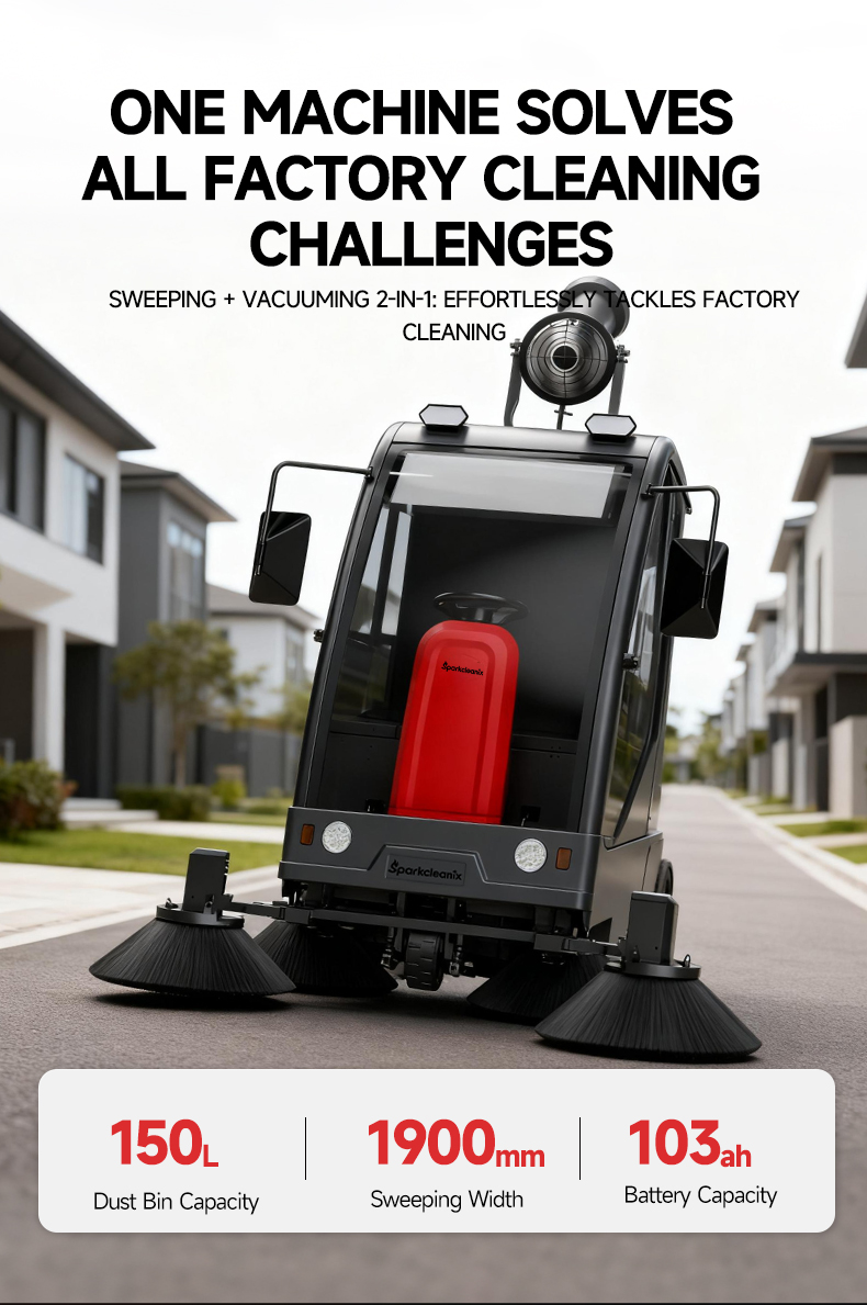 electric outdoor full-closed ride on cleaning truck