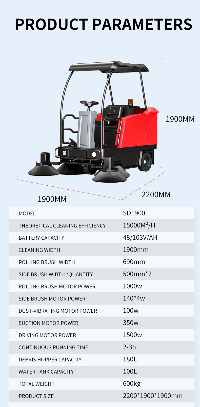 Ride on Floor Sweeper with Shade Shed