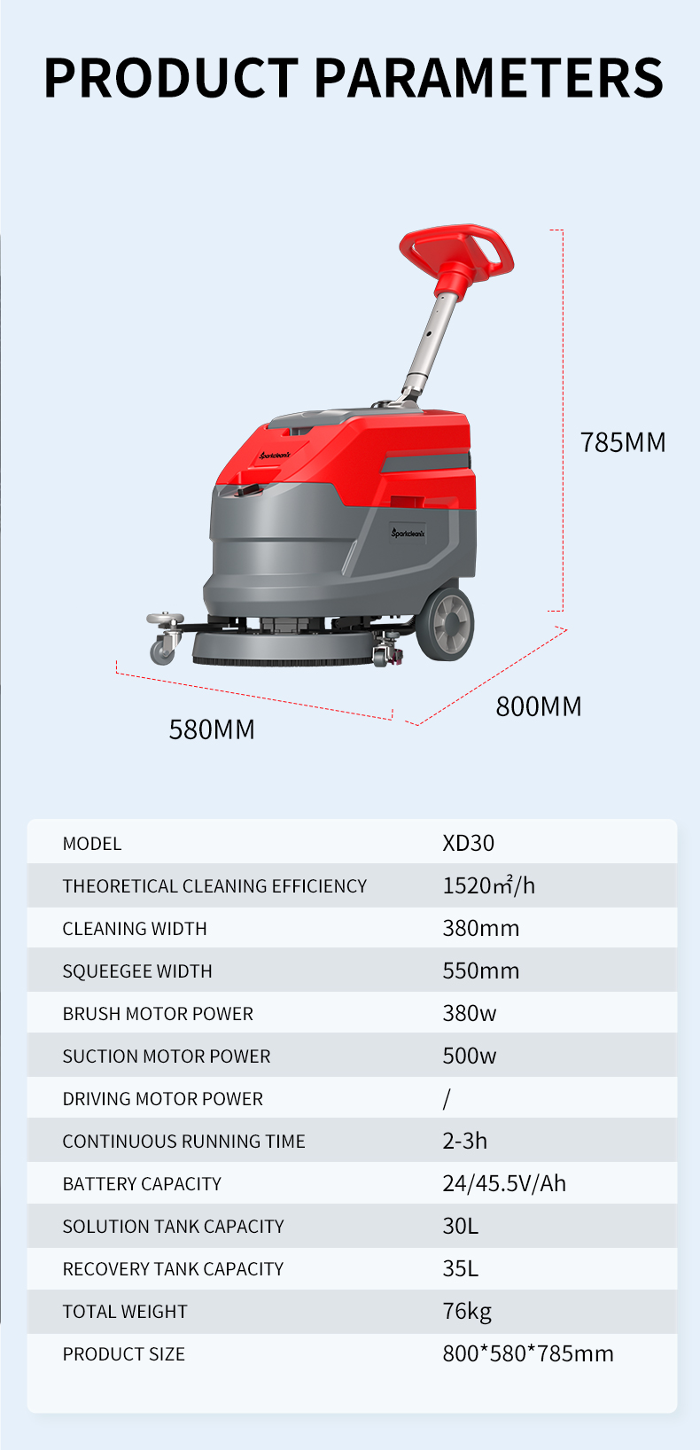 Hand Push Walk Behind Floor Scrubber 