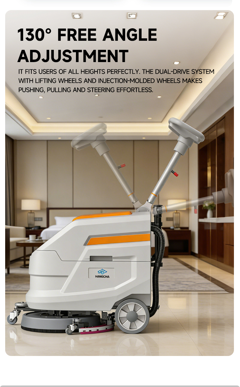 foldable handle hand push floor scrubber 