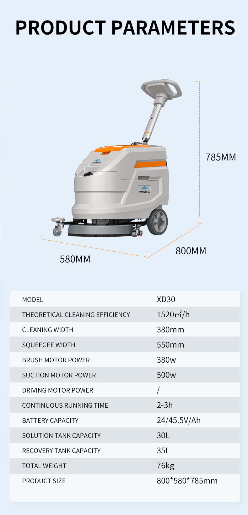 foldable handle hand push floor scrubber 