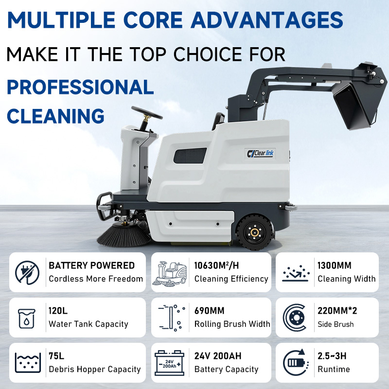 Ride on floor sweeper